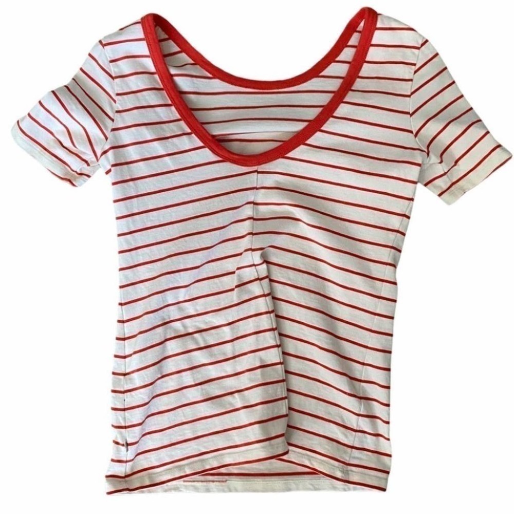 Levi’s Red‎ Striped Back Scoop Tee Short Sleeve Size XSmall - Picture 7 of 8